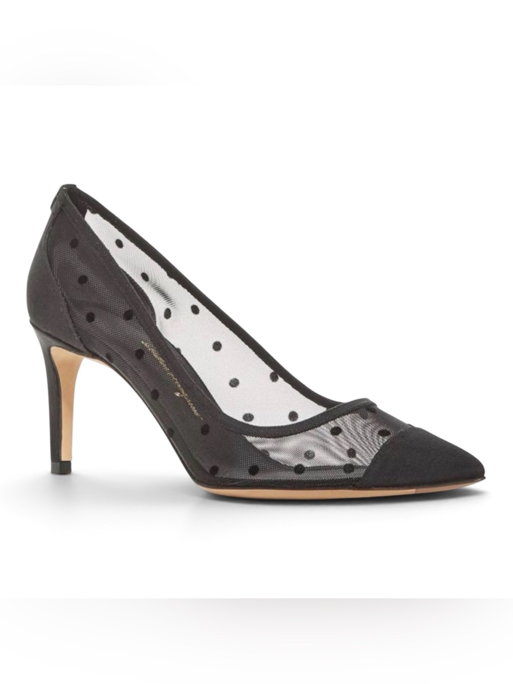 Salvatore Ferragamo Only 70 Black Polka Dot Mesh Pumps Heels Size 10